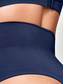 SHAPORA Women's Solid Color High Waist Casual Daily Wear Shaping Shorts - Blue - View 3