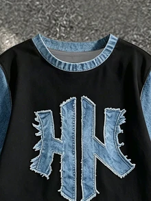 SHEIN 2件組青少年男孩休閒酷風英文標語印花時尚圓領短袖T恤與寬腿工裝褲套裝，適合假期派對、春夏穿著，舒適易穿，夏季必備時尚休閒穿搭，春夏街頭風，開學季與戶外活動適用 - 彩色 - 查看 6