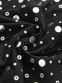 ACID BLVD Spring/Summer All-Season Y2K Rock Style All-Over Print Metallic Foil Studded Tube Top - Black - View 11