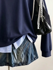 Lalippa 女款秋季休閒條紋拼接運動衫 - 彩色 - 查看 4