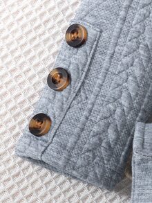 SHEIN Elladie kids Young Girl Solid Color Stand Collar Ruffle Trim Belted Long Sleeve Dress Back-To-School School Autumn - Grey - View 4