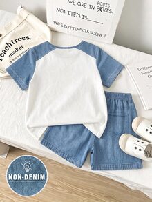 Boys' Fashion Horse Pattern Print Casual Round Neck Short Sleeve T-Shirt And Shorts, Simple, Versatile, Suitable For Daily Wear,School Clothes - Multicolor - View 2
