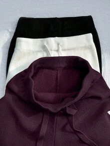Franclia New Women High Waist Drawstring Casual Straight Leg Pants, Thermal Lined Thick Knit Trousers - Purple - View 9