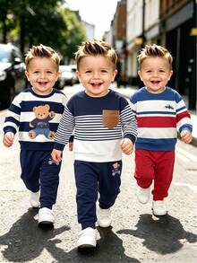 Baby Boys Infant Round Neck Casual Comfortable Outfit - Multicolor - View 4