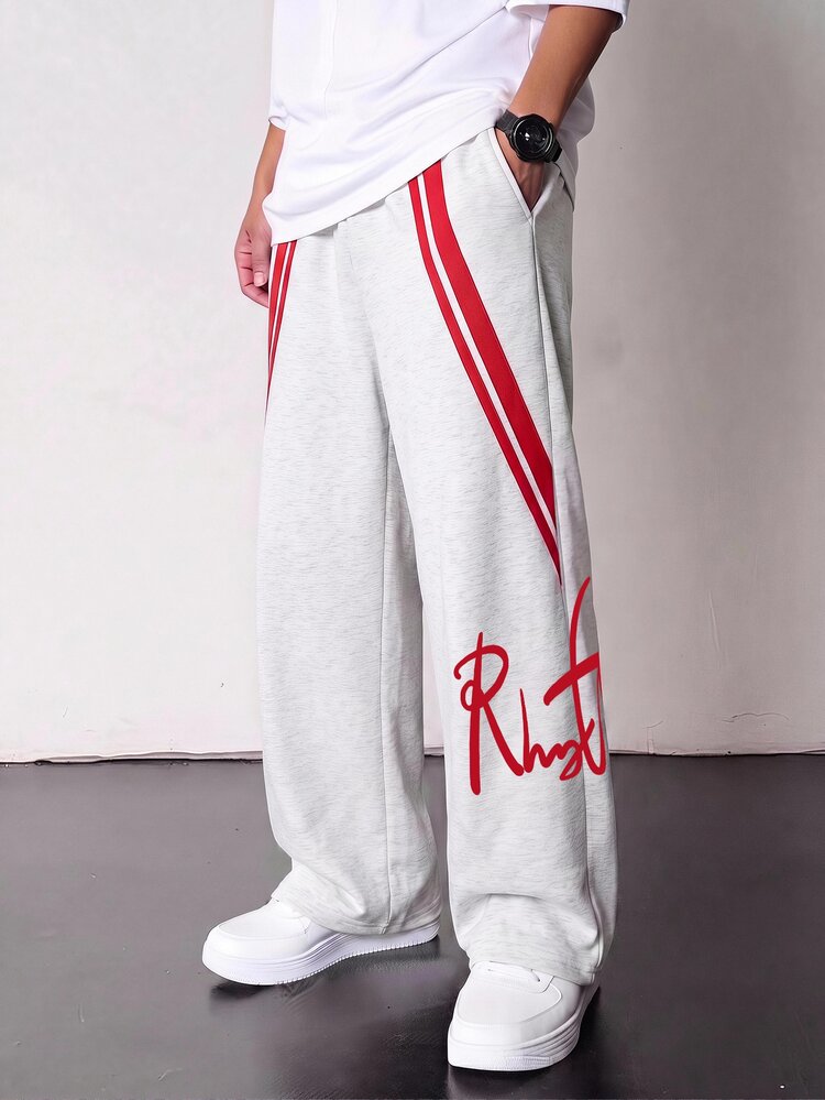 Tween Boy Casual College Style Comfortable Fashion Minimalist Street Loose Fit Practical Versatile Pleated Sports Pants, Comfortable And Thick, Suitable For Daily Wear, School, Travel, Sports, Spring, Summer, Autumn, Winter, Back To School Season, Opening Ceremony - Grey - View 1