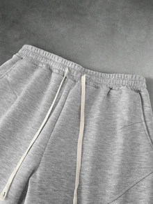 PAVTROS Pantalones de chándal casuales holgados con cintura con cordón y bolsillos de unicolor para hombres - Gris - Ver 4