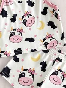 [Randomly Sent 1 Set]Young Girl Cami Tank Top Underwear Set, Fresh Sweet Naughty Rabbit, Cute Koala, Unicorn, Elegant Cake, Adorable Cow, Heart, Star, Moon And Other Pattern Prints - Multicolor - View 7