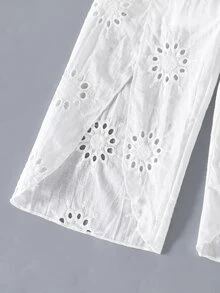 SHEIN Girls Hollow Embroidery Camisole Set, Soft French Sweet Princess Style, Fresh Summer Vibe, Daily Outing Vacation Outfit - White - View 5