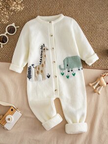 LMoss Kids 男嬰針織秋冬可愛毛衣連身衣 親子套裝 1歲生日 白色可愛款 - 彩色 - 查看 6