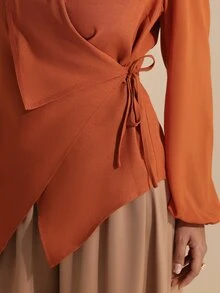 SHEIN Veneréa Women's Solid Color Casual Versatile Daily Wear Shirt - Orange - View 3
