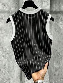 Manfinity EMRG Men's Summer Casual Striped Letter Print Tank Top - Multicolor - View 2