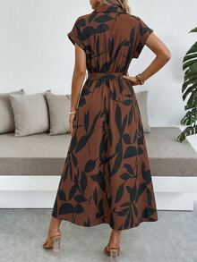 Wandoria Women'S Brown Printed Batwing Sleeve Dress Maxi Outfit Vacation Summer Casual Elegant - Rust Brown - View 2
