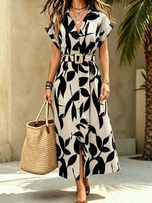 Wandoria Women'S Polka Dot Printed Batwing Sleeve Dress Maxi Women Outfit - Apricot - View 5