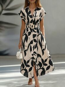 Wandoria Women'S Polka Dot Printed Batwing Sleeve Dress Maxi Women Outfit - Apricot - View 3