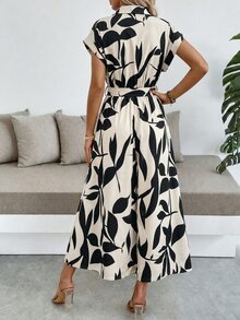 Wandoria Women'S Polka Dot Printed Batwing Sleeve Dress Maxi Women Outfit - Apricot - View 2