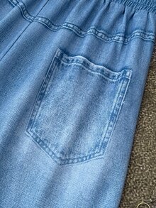 SHEIN Celana Jogging Kasual Saku Motif Kartun untuk Remaja Perempuan/Musim Gugur, Y2K, Halloween, Musim Dingin - Biru - View 5