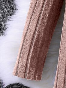 SHEIN Young Girl Mock Neck Ribbed Knit Dress - Pink - View 4