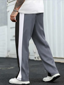 Manfinity EMRG Men's Casual Sports Colorblock Drawstring Waist Slant Pocket Long Pants - Grey - View 2