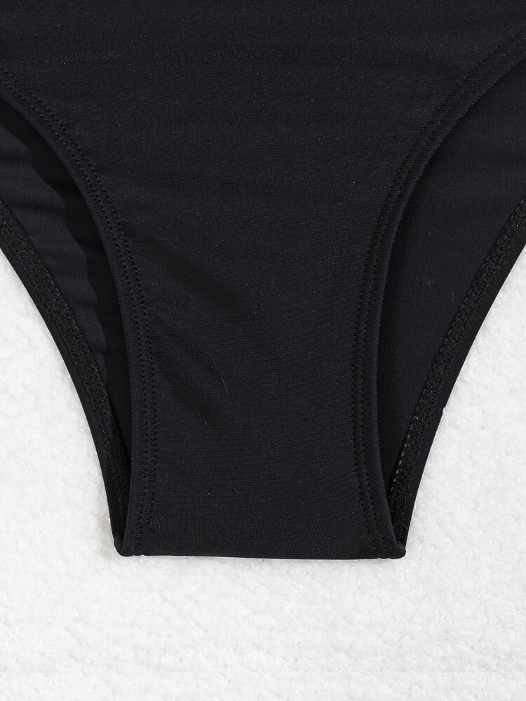 Swim Vcay Ladies' Elegant Black Two Pieces Bikini Set,High Waisted Underwire Swimwear With Steel Support,Summer Holiday Beach Party Bathing Suit,Holiday Outfit - Black - View 9