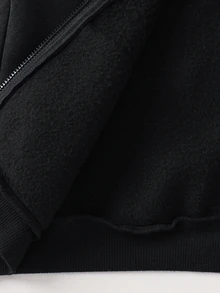 SHEIN 小男孩休閒舒適連帽拉鍊運動衫，蝙蝠圖案，時尚運動衫，萬聖節秋季校園聖誕節 - 黑色 - 查看 12