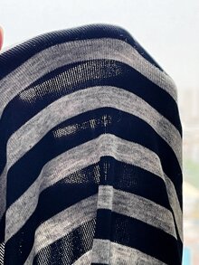 SHEIN 青少年女孩簡約條紋長袖復古休閒蕾絲飾邊T恤 - 彩色 - 查看 8
