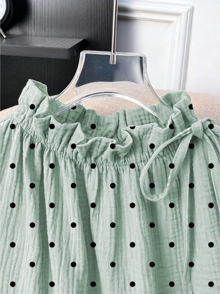 GlowEve CURVE Summer Fashion Casual Vacation French Vintage Elegant Commute Drawstring Tie Floral Print Blouse - Teal Blue - View 4