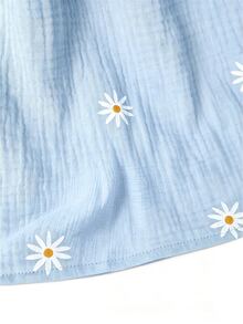 GlowEve CURVE Summer Fashion Casual Vacation French Vintage Elegant Commute Drawstring Tie Floral Print Blouse - Baby Blue - View 7