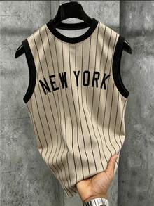 Manfinity EMRG Men's Colorblock Striped Letter Print Sports Tank Top - Multicolor - View 1