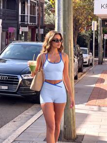 Pariaura Women Sports Sets - Baby Blue - View 5