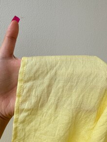 Sunnyshic 2 件套黄色亚麻深 V 领露背褶皱背心和低腰层叠荷叶边长裙，优雅性感的夏季海滩装、派对装、日常装、约会装，简约设计 - 黃色 - 查看 8