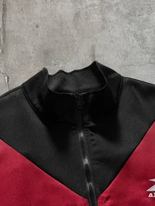 AXEPEAK 男士梭織時尚休閒寬鬆拼接開襟夾克 - 黑色 - 查看 4