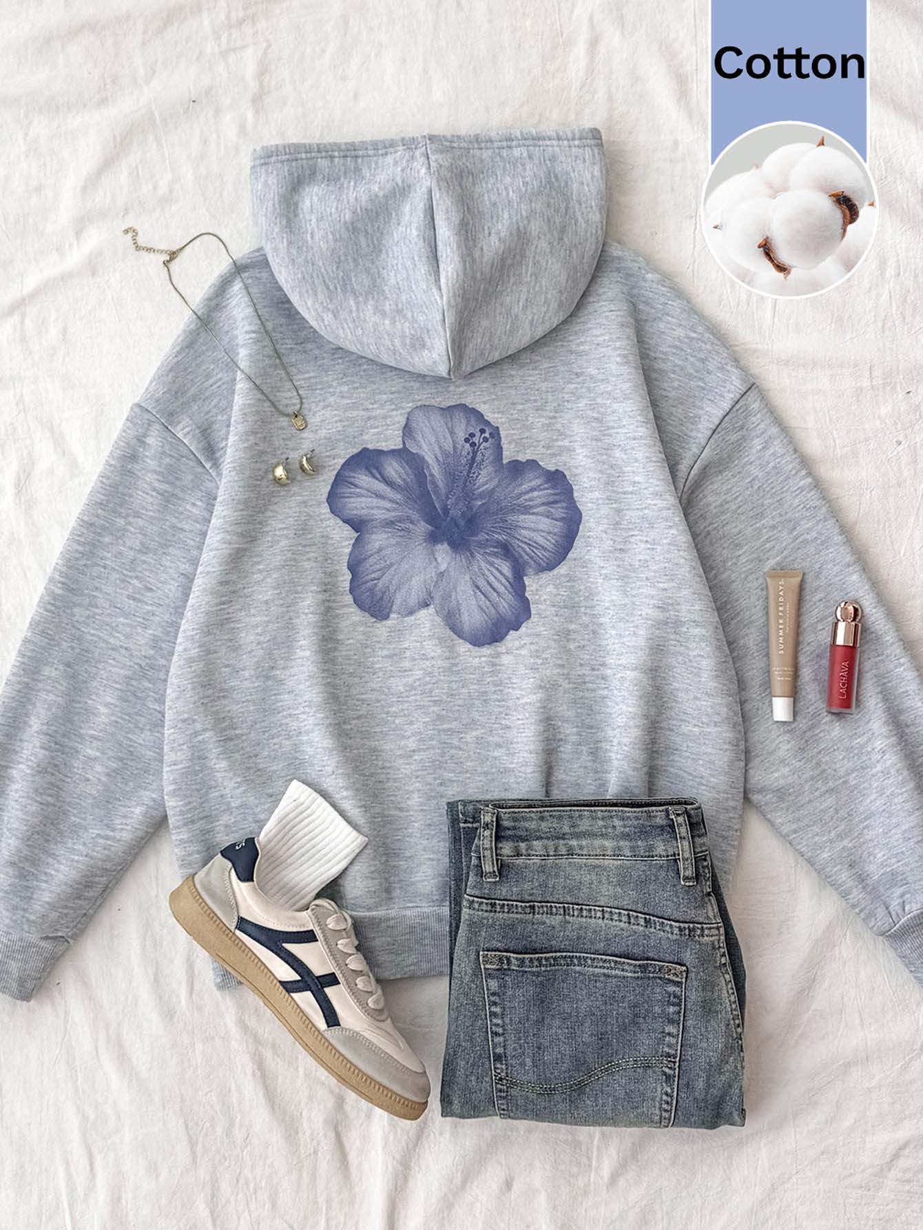 SHEIN Tween Girl Tween Girls Gray Casual Hooded Sweatshirt,Pocket, Long Sleeve Pullover Autumn Winter - Grey - View 1
