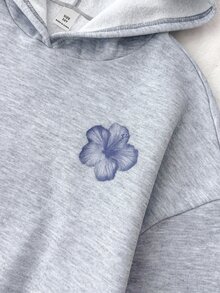 SHEIN Tween Girl Tween Girls Gray Casual Hooded Sweatshirt,Pocket, Long Sleeve Pullover Autumn Winter - Grey - View 4