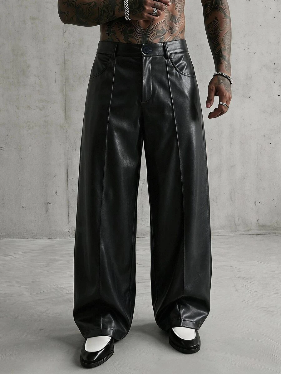 FeverCity Men's Solid Color Casual Versatile Daily Wear Long Pants - Black - View 1