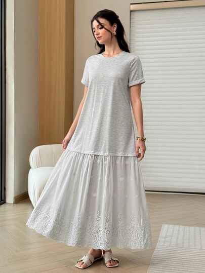 Al Najma Casual 2-In-1 Patchwork Embroidered Fabric Women's Arabian Dress