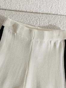 SHEIN Teen Girls White Sweater Set, V-Neck Loose Slouchy Top Paired With Matching Wide-Leg Sweater Pants Back To School Clothes Fall Winter Long-Sleeve - White - View 11