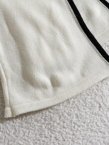 SHEIN Teen Girls White Sweater Set, V-Neck Loose Slouchy Top Paired With Matching Wide-Leg Sweater Pants Back To School Clothes Fall Winter Long-Sleeve - White - View 10