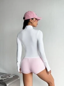 StreetHx 女款純色拉鍊休閒百搭日常旅行長袖運動夾克 - 白色 - 查看 2
