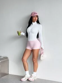 StreetHx 女款純色拉鍊休閒百搭日常旅行長袖運動夾克 - 白色 - 查看 4