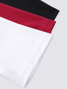 INAWLY Women Plain Round Neck Short Sleeve Cropped T-Shirt For Summer - Multicolor - View 5
