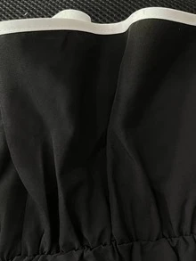 Franclia 女士新款优雅蝴蝶结领短袖衬衫，不对称下摆设计，适合办公和休闲场合。 - 黑色 - 查看 3