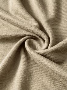 GlowEve CURVE Plus Size Knit Solid Color Cardigan With Front Button Closure, Striped Slim Fit Camisole With Drawstring Decor, Elegant Casual Commute Daily Outing Long Pants - Khaki - View 5