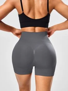 Velisys Velisys 3件組女款運動短褲，黑色、深灰色、紅色，提臀舒適彈性無縫針織科技，適合瑜伽、健身、皮拉提斯、休閒運動 - 彩色 - 查看 2