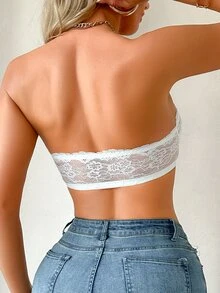 Wedding Lace Wireless Front Closure Bralette - White - View 2