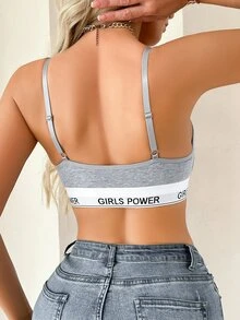1 pieza Sujetador deportivo con cierre delantero para mujeres - Gris - Ver 2
