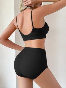 SHEIN 2pcs Seamless Underwear Set For Women - Black - View 2