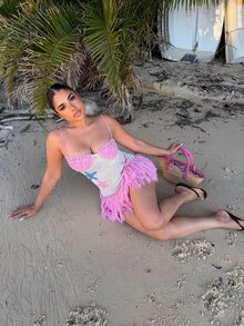 Maria Perezxox Shell-Shaped Bustier Tassel Hem Spaghetti Strap Bodycon Mini Dress, Suitable For Beach, Island, Vacation, Bohemian,No Chest Padding - Multicolor - View 1