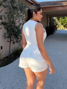 Maria Perezxox 2025新款夏季女式波西米亚风格度假装，白色梭织女士套装秋冬女士办公室服装 - 白色 - 查看 2