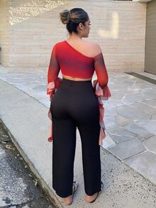 Maria Perezxox Vintage Elegant Jacquard Pleated Wide-Leg Pants For Women, Autumn/Winter Fall Cloth For Women Black - Black - View 2
