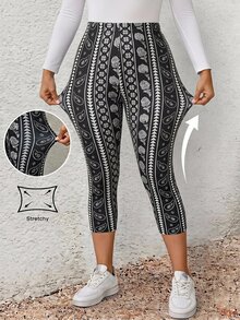 EMERY ROSE Plus Paisley Print Leggings Fall Clothes For Women  Fall Winter 2026 - Multicolor - View 3